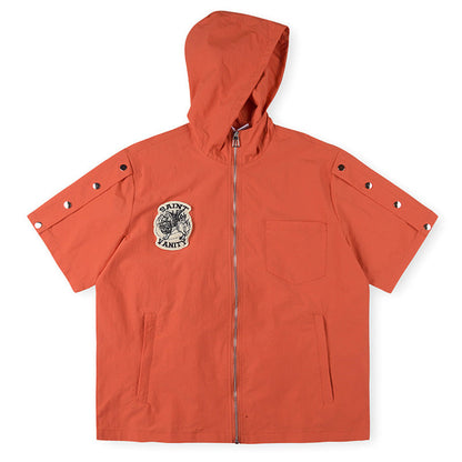 SAINT VANITY Embroidered Sporty Zipper Short-sleeved Jacket “Orange”