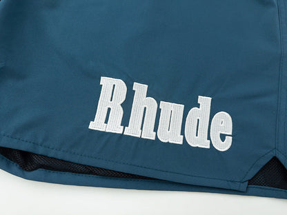 RHUDE embroidered tie elastic track shorts
