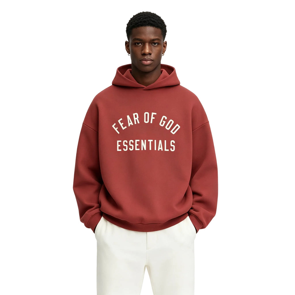 Fear of God Essentials Fleece Hoodie Crimson
