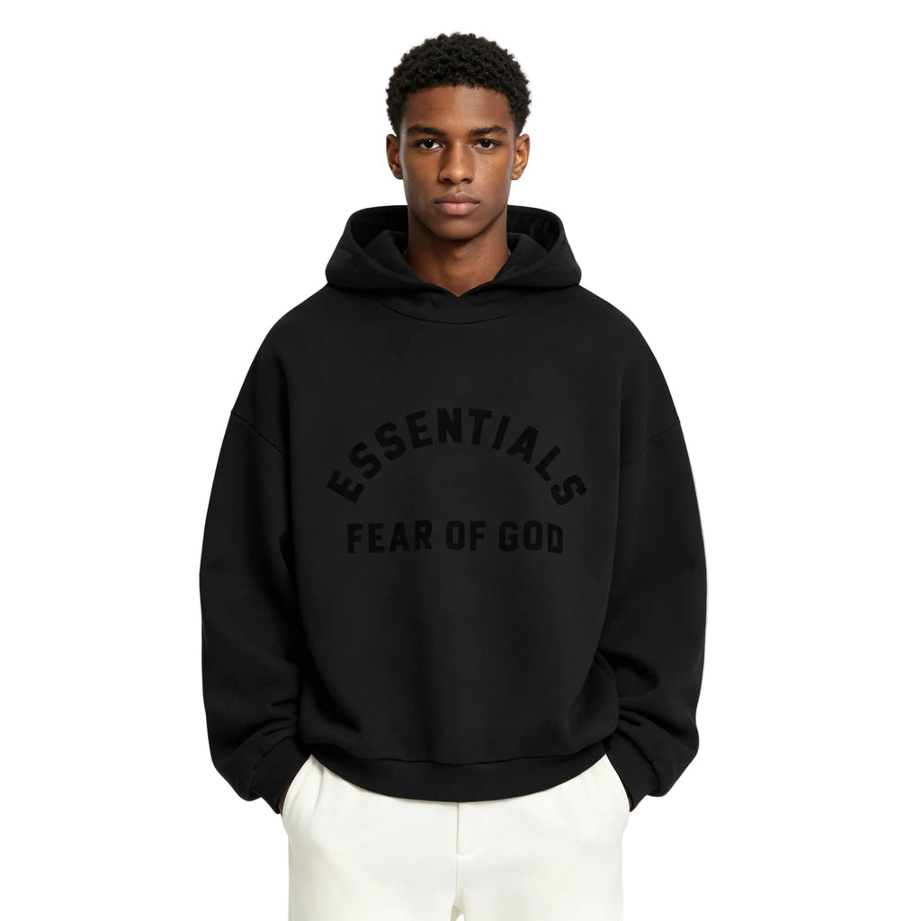Fear of God Essentials Nylon Fleece Hoodie Jet Black Jet Black