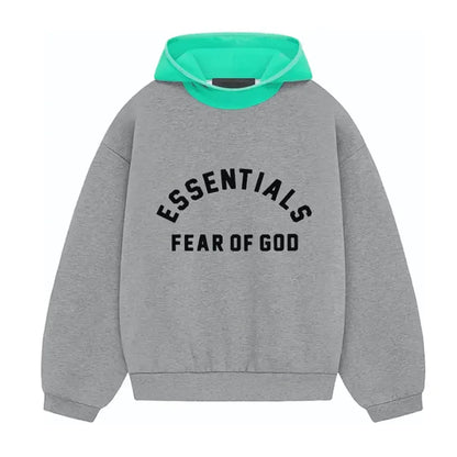 Fear of God Essentials SS24 Nylon Fleece Hoodie Dark Heather Oatmeal/Mint Leaf