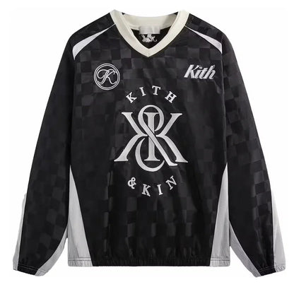 Kith Checkered Satin Dayton Combo Pullover Black